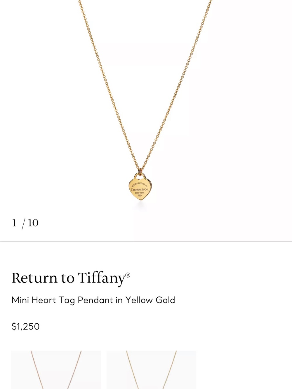 Tiffany & Co. Yellow Gold Mini Heart Pendant Necklace
